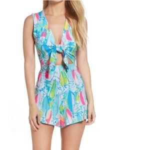 Lilly Pulitzer Greer Front Tie Sailboat Romper
